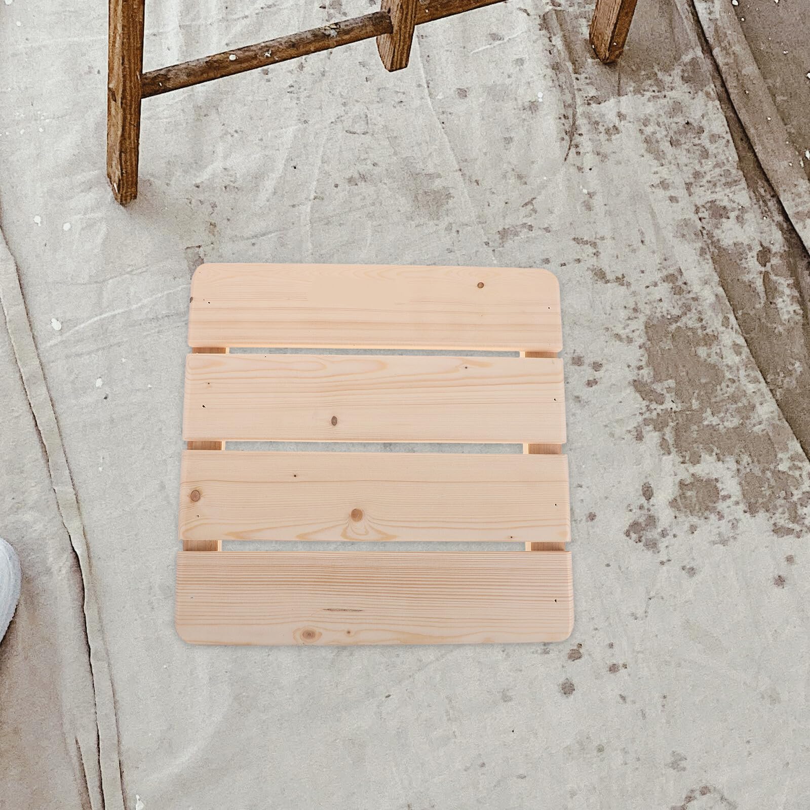 rutschfeste Holz Duschmatte Massives Kiefernholz mit Erhöhter Lamellenstruktur Rutschfestes Spa bodenpodest für Badezimmer Sauna Pool und Wellnessbereiche