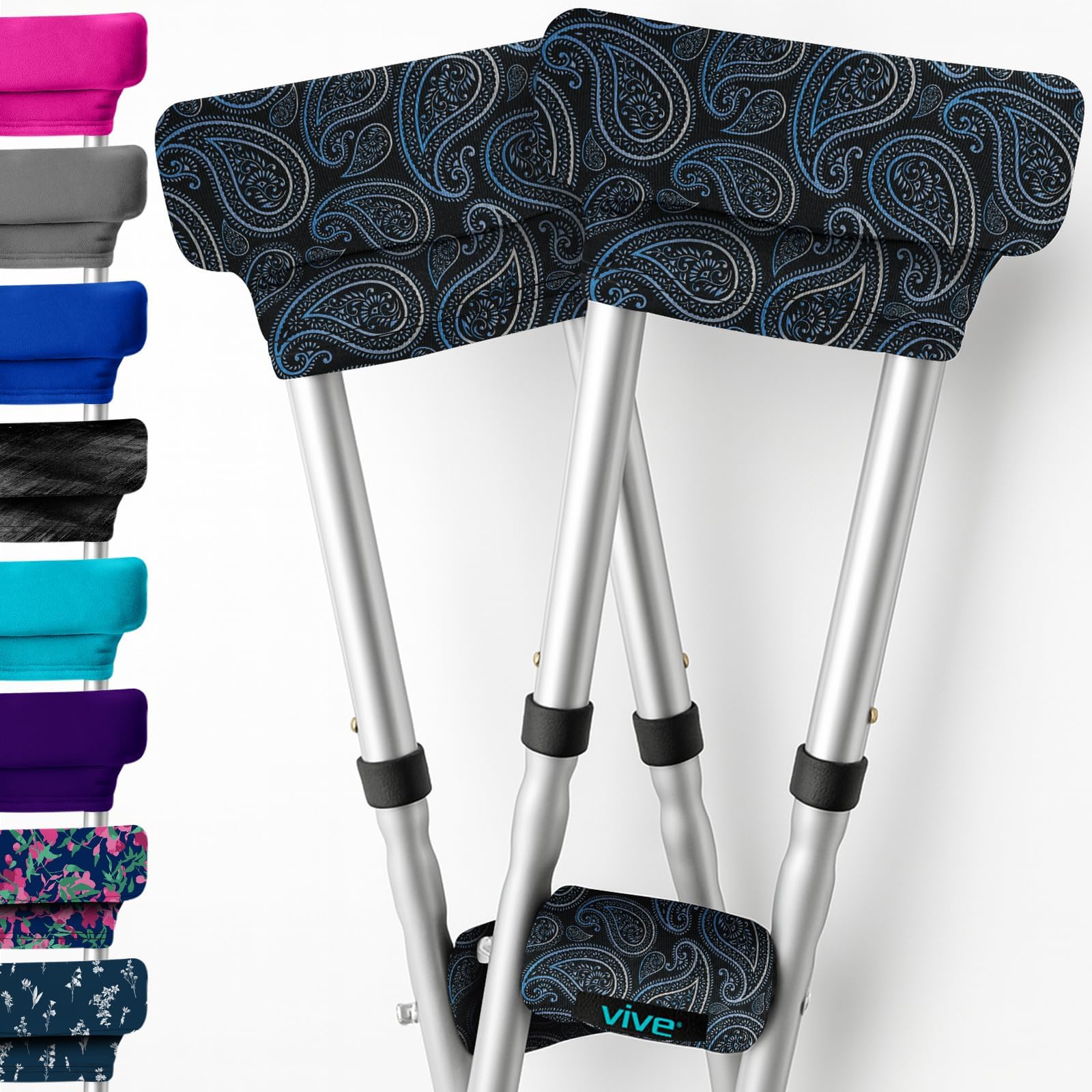 Vive Premium Crutch Pads &amp; Hand Grips - Comfortable, Breathable
