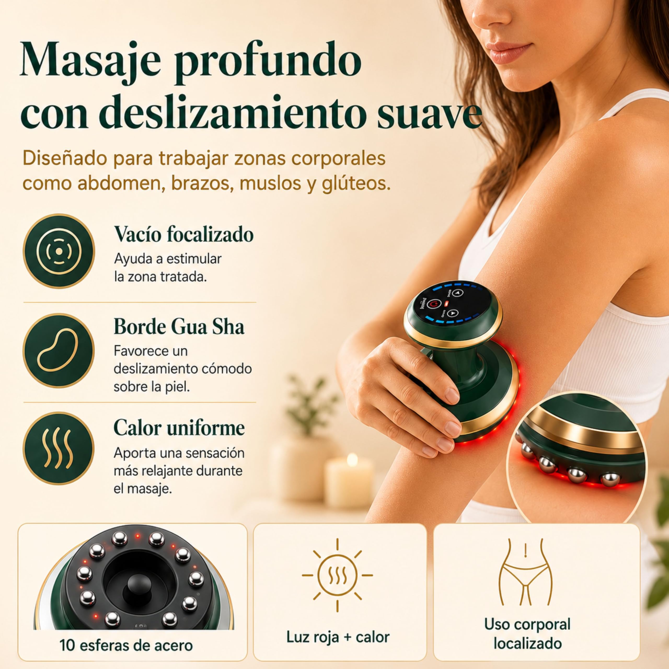 Masajeador Anticelulitico Reductor Potente con Ventosa - Reducción de Celulitis en Piernas Gluteos y Barriga a través de Succión - Maquina profesional Vacuvia - 6 Niveles de Succión
