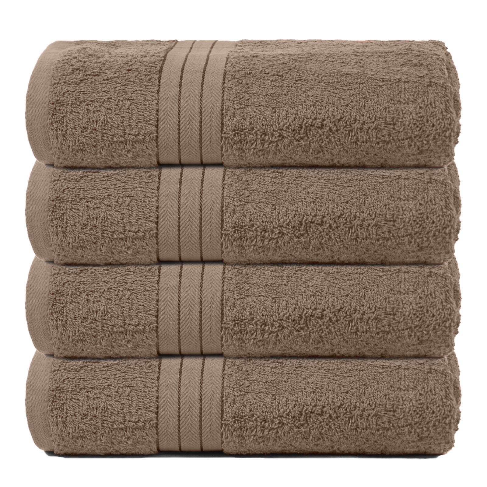 Brentfords Bath Towels Light Brown, Ultra Soft Feel 100% Cotton Towels Highly Absorbent Large Bath Towels for Adults Bathroom Essentials Shower Towel, 4 Piece
