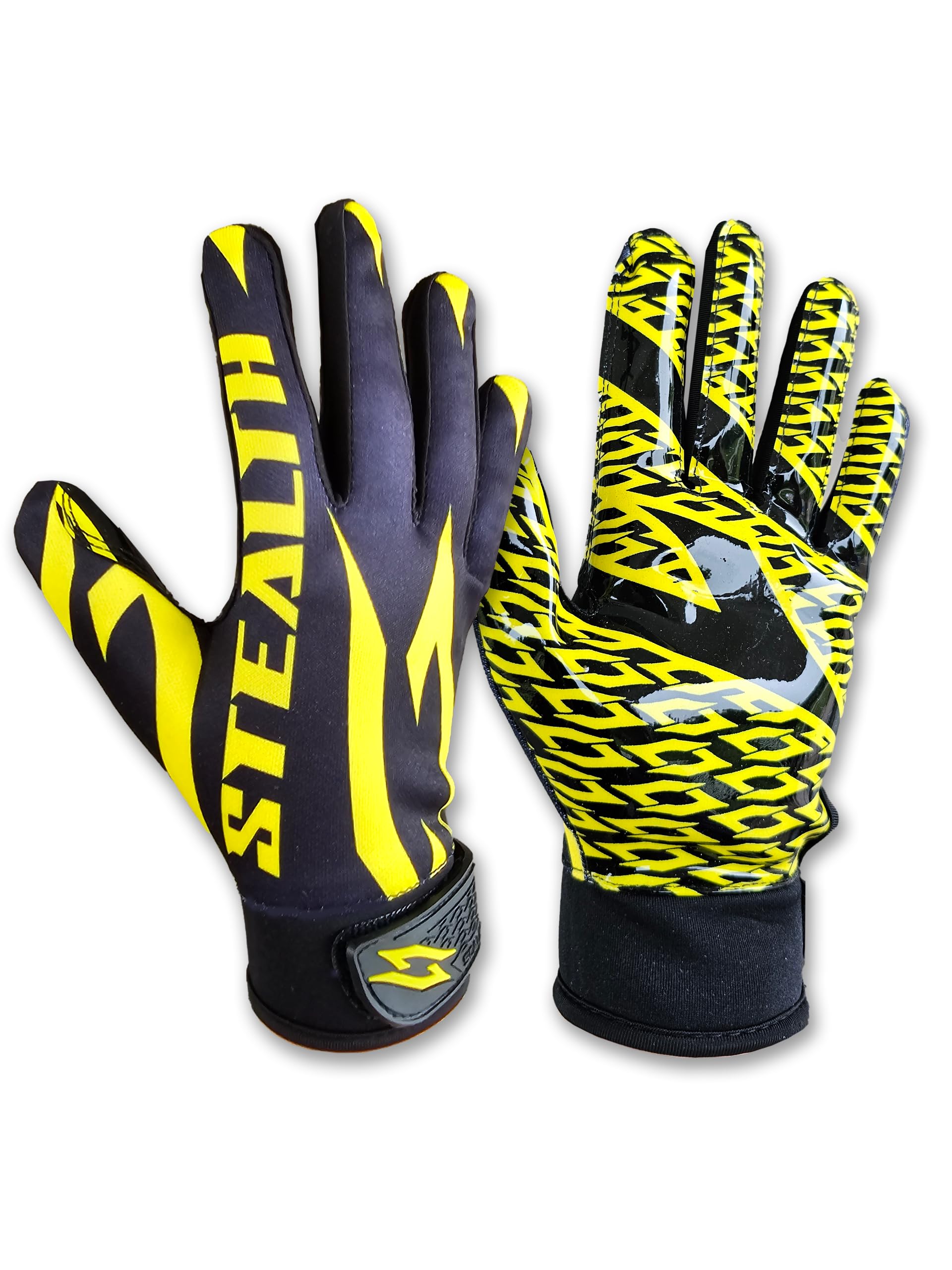 Black Stealth - Guantes receptores de fútbol americano – Agarre de silicona para adultos, hombres, jóvenes y niños, bandera adhesiva, amplia mejora tu juego profesional, batalla duradera