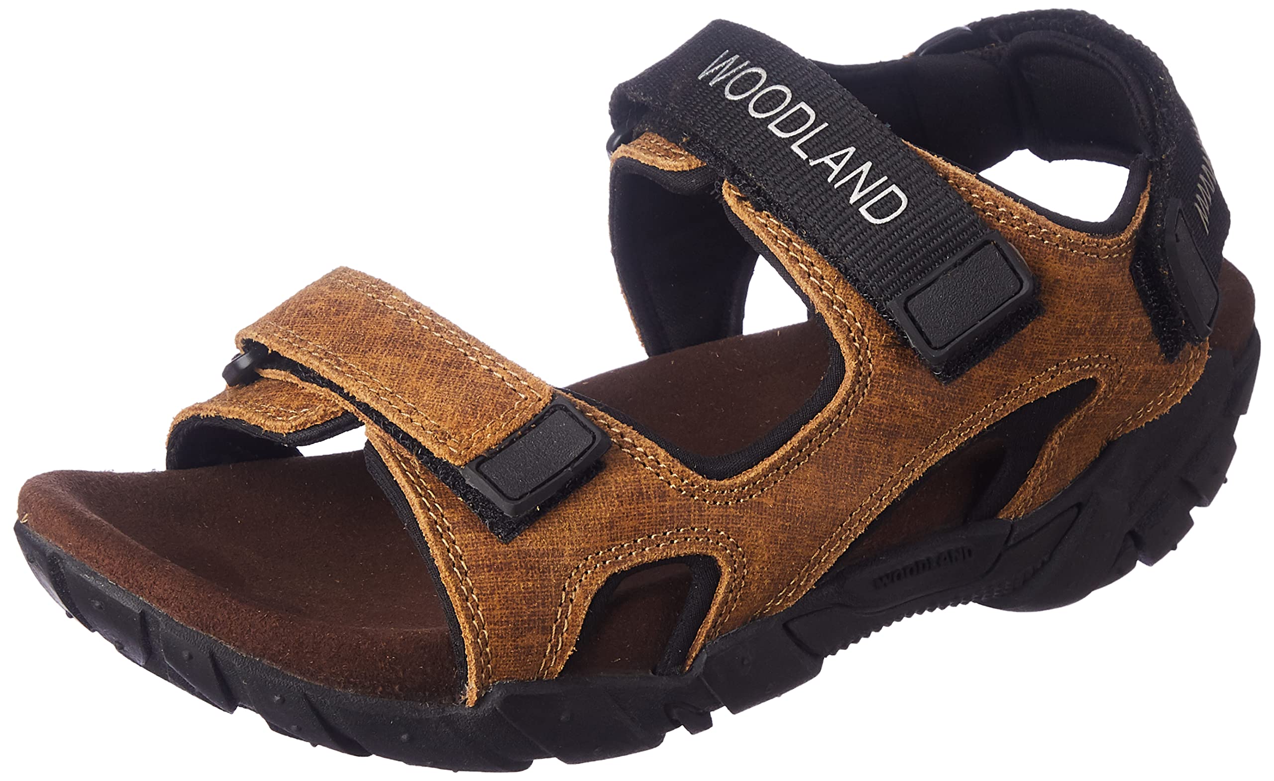 WoodlandMen Camel Suede Linen Sandals