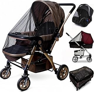 Baby Stroller Mosquito Net (2 Pack) - Durable Mesh Protection for Bassinets, Cradles, Playards, Pack N Plays & Portable Mini Cribs | Breathable Universal Fit Insect Barrier (Black)