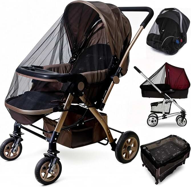 嬰兒 推車 Mosquito Net (2 包裝) - Durable Mesh 保護 適用於 Bassinets, Cradles, Playards, 包裝 N Plays & Portable Mini Cribs | Breathable Universal Fit Insect Barrier (Black)
