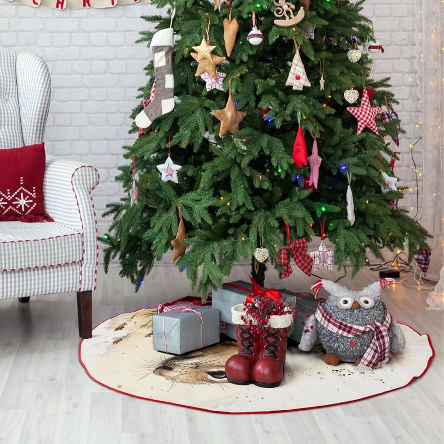 Christmas Tree SkirtGopher and Grassclassic Fashion Tree Skirt Painted Multifunctional Christmas Tree Skirt