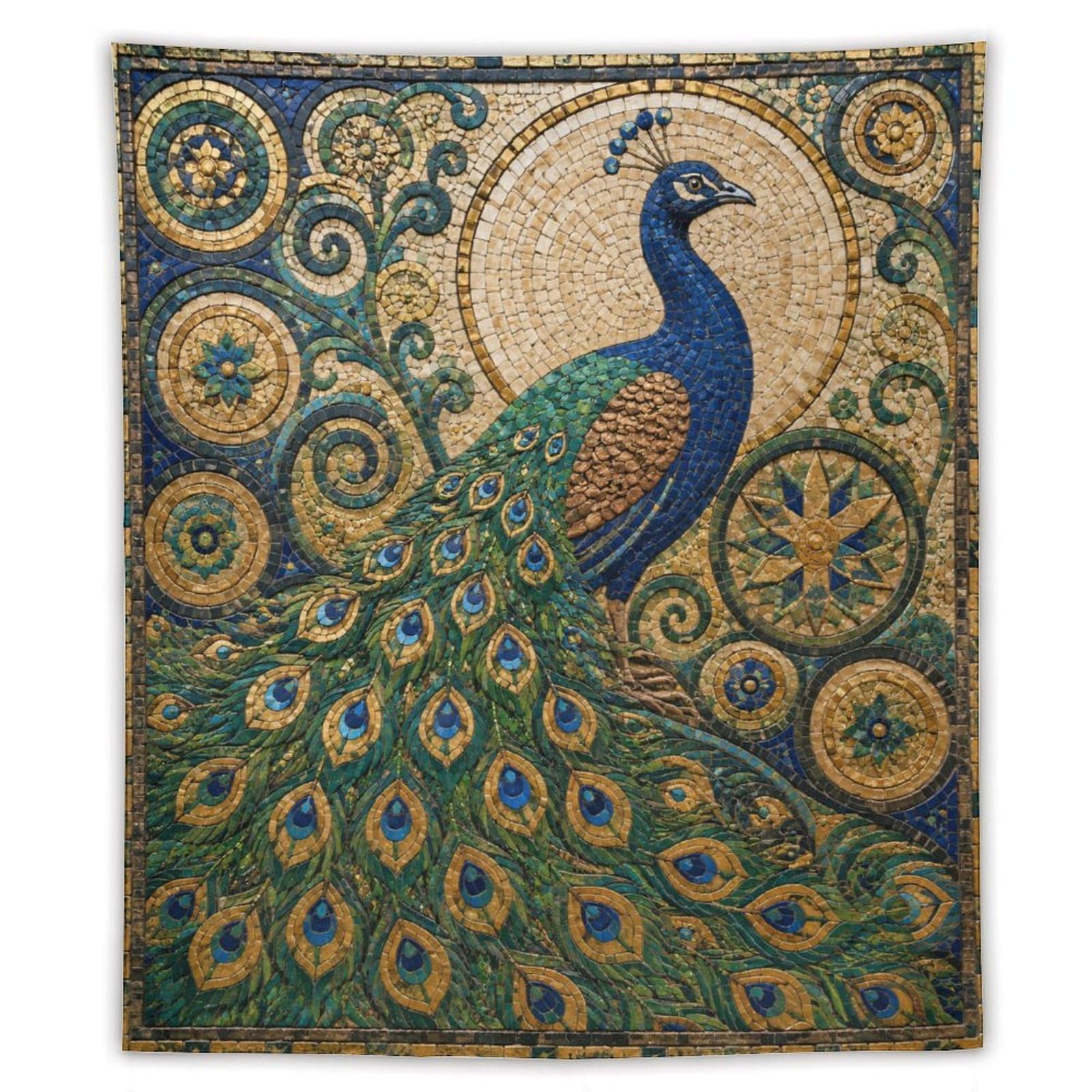 W7C8U2X3 Peacock Mosaic Wall Tapestry, Mosaic, Ceiling Hanging