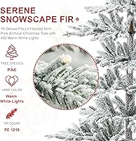 Vista 65 de Glitzhome Prelit Christmas Tree, 6ft Flocked Artificial Christmas Tree Serene Snowscape Fir with 300 Warm White Lights for Home, Office, Party