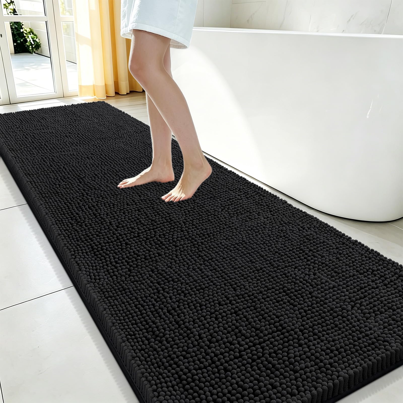 Smiry Bathroom Rugs 59X24, Luxury Chenille Extra Soft Absorbent Bath Mat