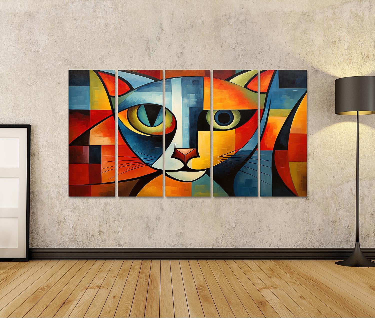 islandburner cuadro sobre lienzo abstracto gato pintura estilo Pablo Picasso mascotas arte imágenes murales póster