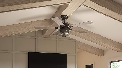 Miniatura 3 de Urban Ambiance Ventilador de techo de interior vintage de lujo, tamaño mediano 20 pulgadas de alto x 54 pulgadas de ancho, con elementos modernos de