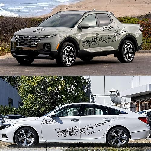 Miniatura 8 de Fochutech Calcomanías y calcomanías geniales de automóvil para hombres, diseño de dragón grande, diseño de rayas de vinilo para autos, llamas,