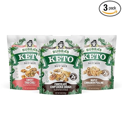 B. Fine Foods Keto Sweet Glazed Nut Mix, Variety Pack - Pack of 3 (2 of CD, MC, TC) - High Protein Snack, 2g Net Carbs, Gluten-Free - Contains ...