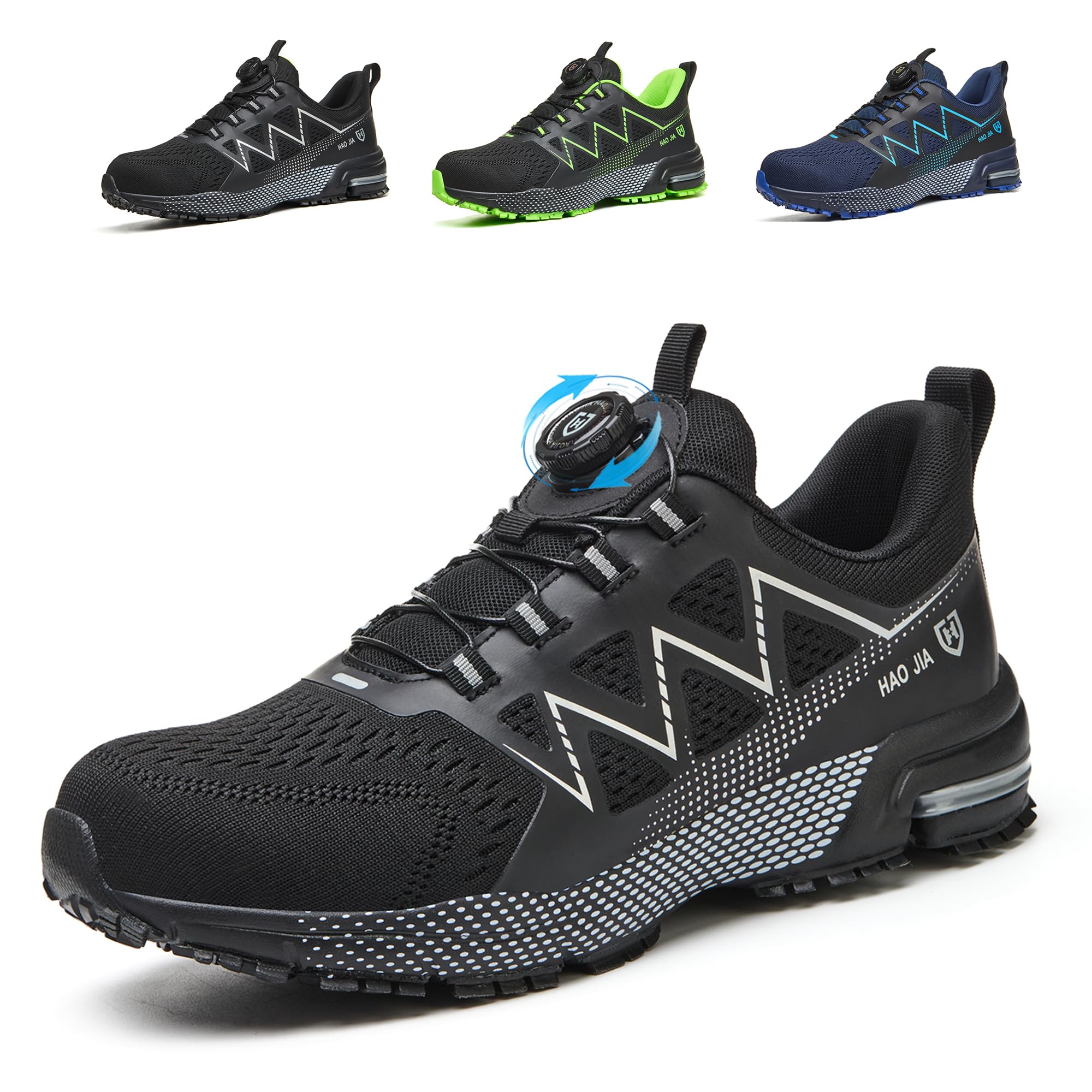 Arbeitsschuhe Herren Damen Sicherheitsschuhe Leicht Sportliche Atmungsaktiv Stahlkappenschuhe mit Schnellverschluss Drehverschluss Schutzschuhe