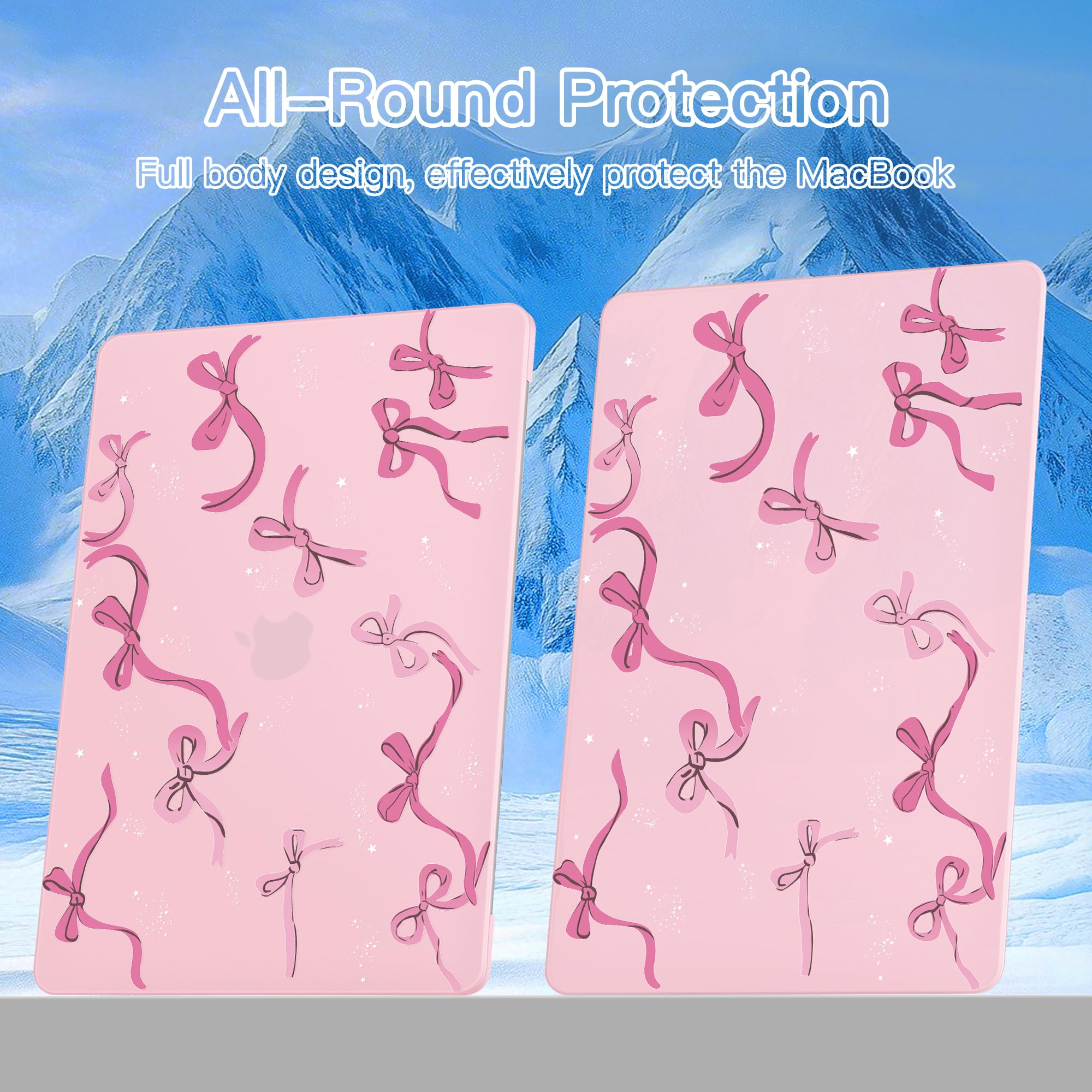 Funda compatible con MacBook Air de 13 pulgadas 2021 2020 2019 2018 versión A2337 M1 A2179 A1932 con pantalla Retina y Touch ID, carcasa rígida de plástico y cubierta de teclado, lazo rosa tiza