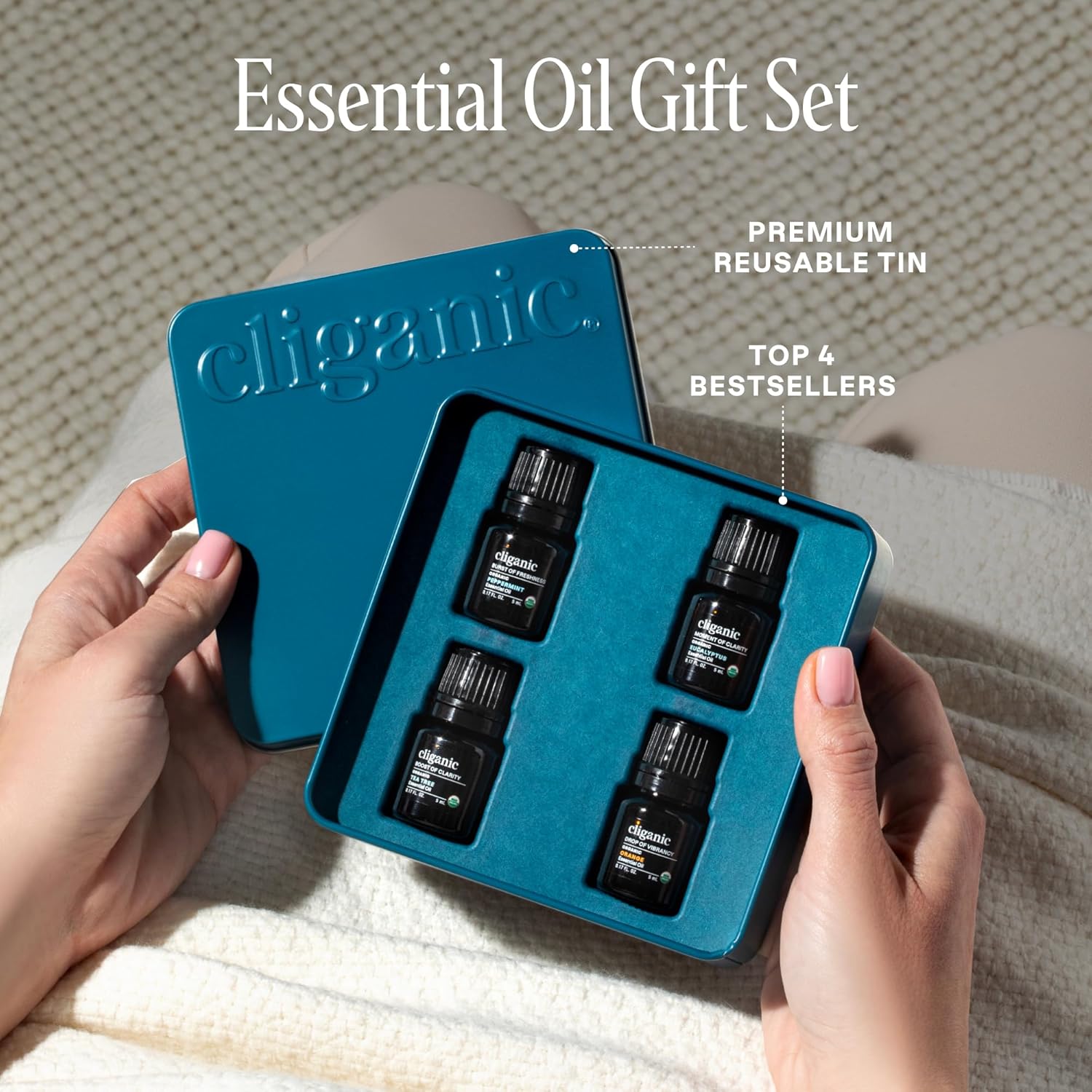 Cliganic Organic Essential Oils Gift Set (Top 4 - The Basics), 100% Pure Natural Aromatherapy - Peppermint, Eucalyptus, Tea Tree & Orange - Image 2