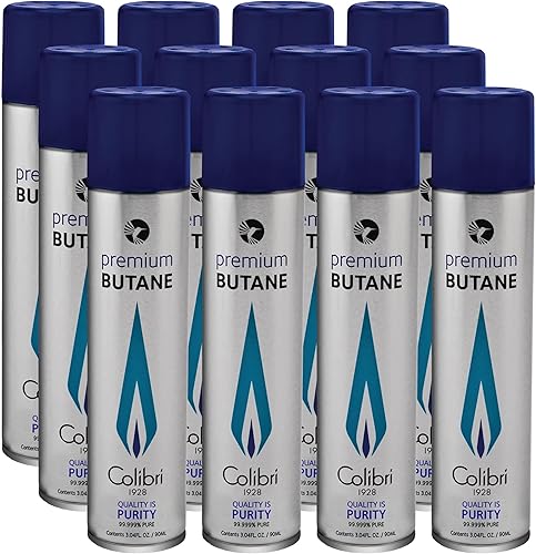 Colibri Recambio de combustible de butano prémium para encendedores, recipientes de repuesto de antorcha de butano, 99.999% de líquido de repuesto