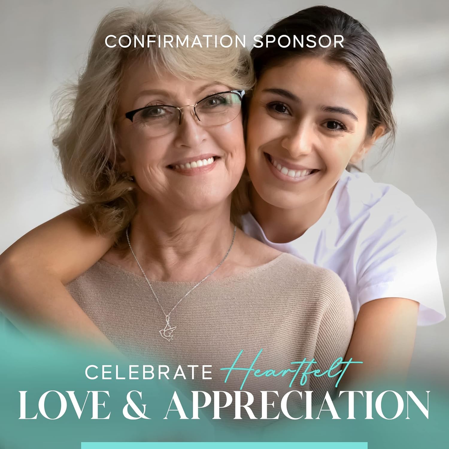 MOM & THREE DAUGHTERS Confirmation Sponsor Necklace | 925 Sterling Silver Dove on 18" Chain | Confirmation Gifts for Women | Catholic Mentor Gifts