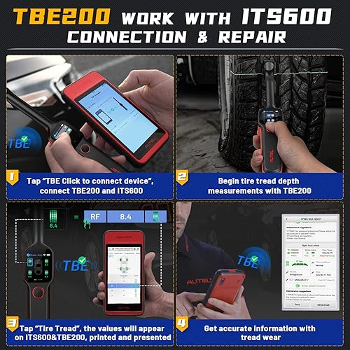 Miniatura 7 de Autel MaxiTPMS TBE200 (E) Examinador de disco de freno y profundidad de banda de rodadura de neumáticos automotriz, herramienta de análisis de