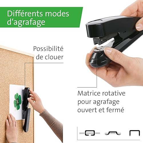 Miniatura 7 de B4fc re+Nueva engrapadora plana para clínch, capacidad para 50 hojas, hecha de 80% plástico reciclado, ingeniería alemana, grapa, pasador, tachuela,