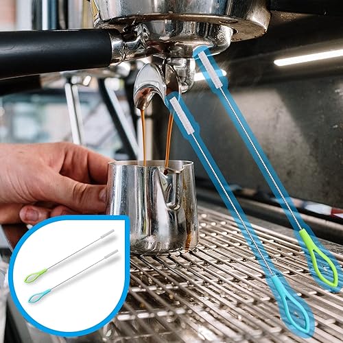 Miniatura 6 de Cepillo de limpieza para máquina de café, cepillo para máquina de café expreso con cabezal desmontable, cepillo de plástico de madera con cerdas