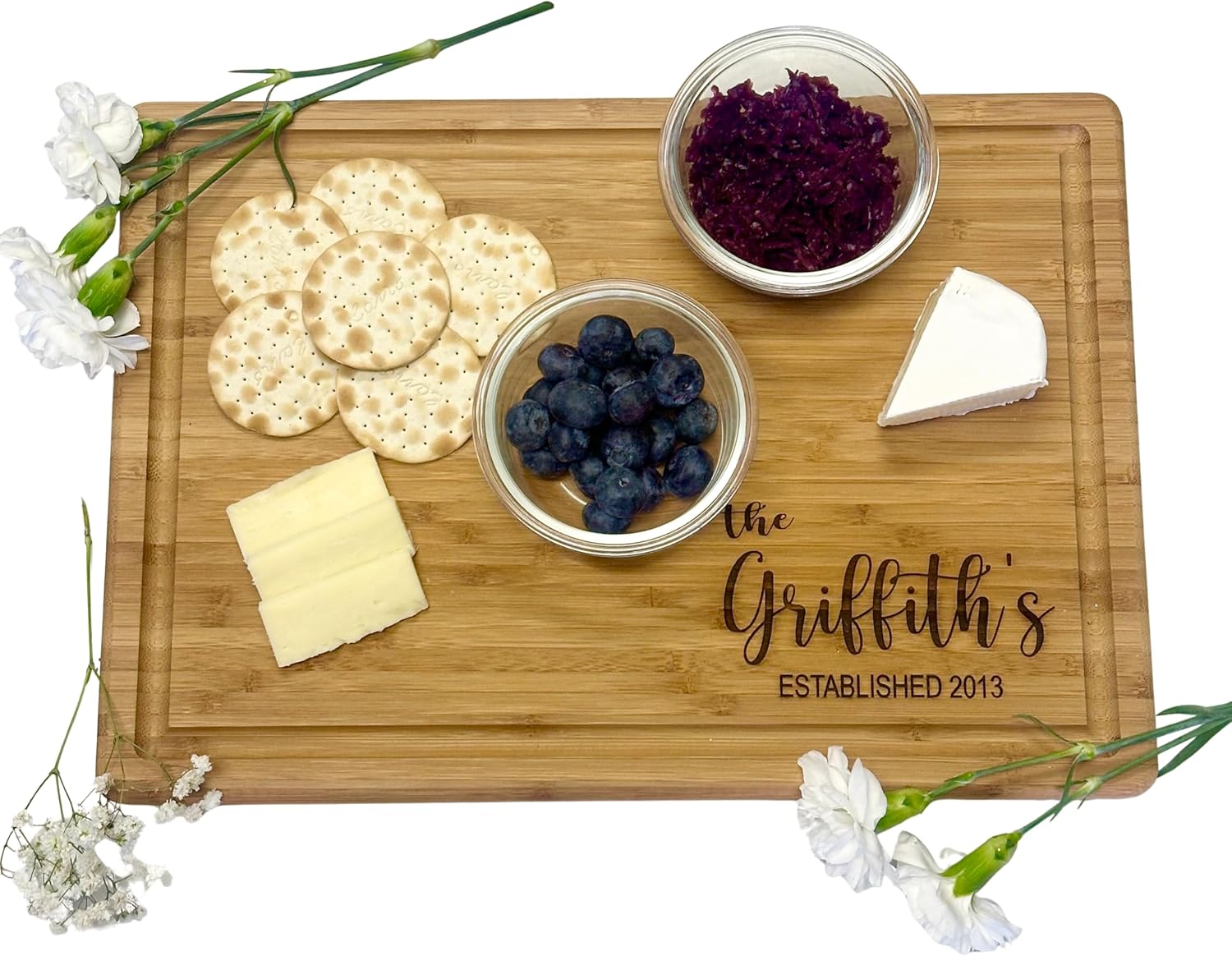 Personalized Bamboo Cutting Board - Custom Engraved Charcuterie Board for Weddings, Anniversaries, Housewarming Gifts