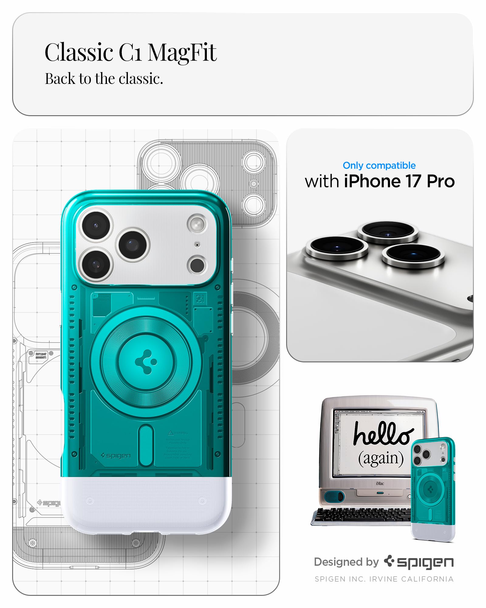 Capa Spigen para iPhone 17 Pro, Classic C1 [MagFit] Projetada para