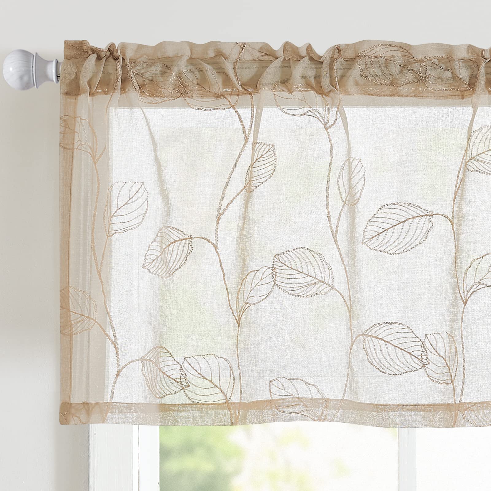 Cenefa transparente beige de 18 pulgadas para dar intimidad sin restar luz