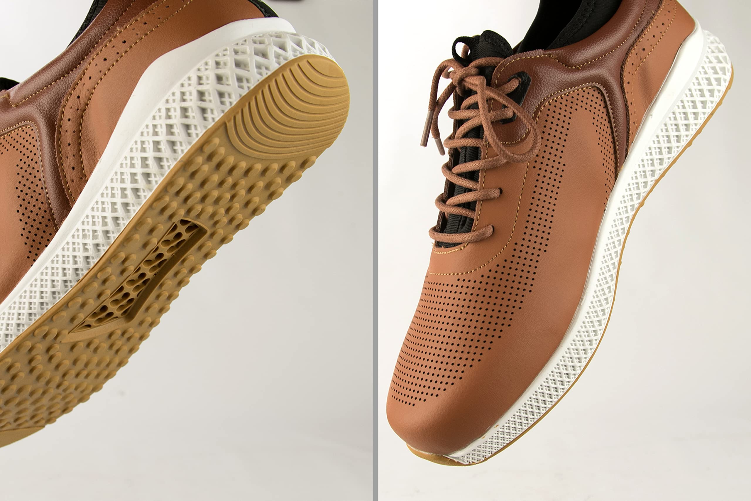 Zerimar Calzado Golf para Hombre | Zapatos Hombre Piel | Zapatos de Golf Hombre | Zapatos Deportivos de Cuero | Zapatos de Golf | Color: Marron Talla 42