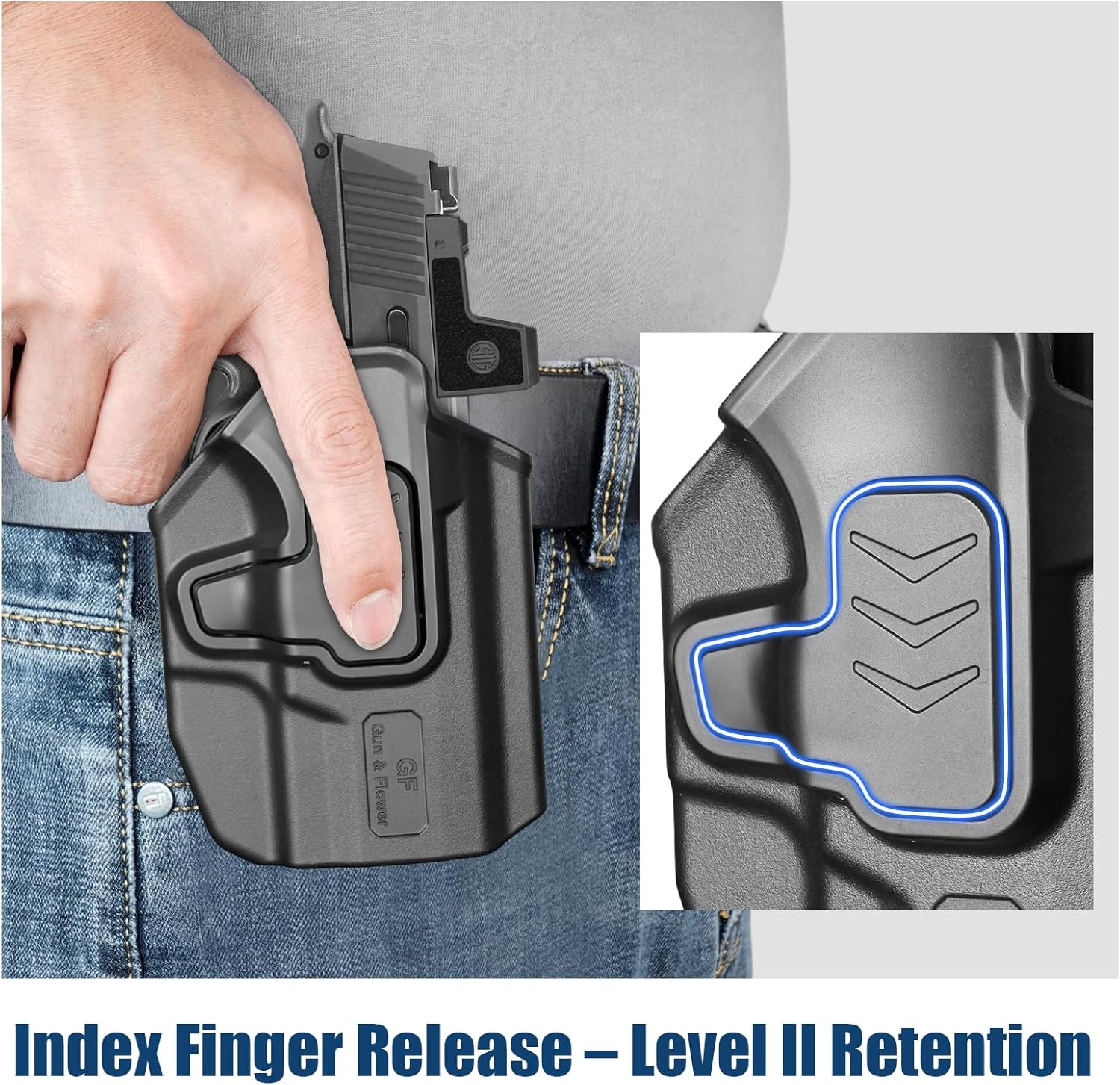OWB Holster for Sig Sauer P365 X-Macro, Level II Retention Outside Waistband Holster with 360° Adjustable Paddle or Duty Belt Clip, Injection Molded Polymer