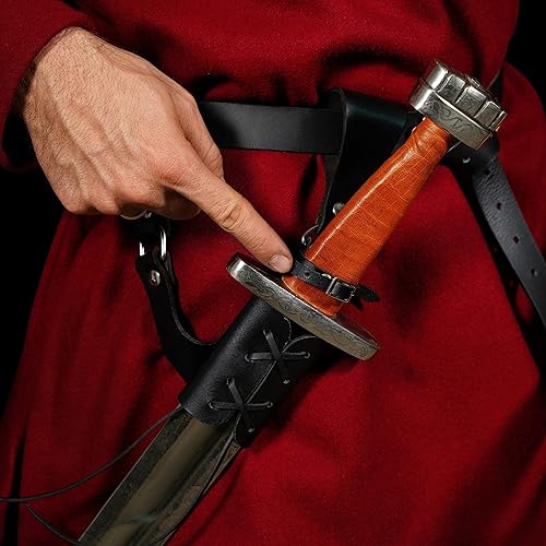 Miniatura 3 de Mythrojan Aventurero medieval de rana espada con soporte de cuero para Universal Rapier, espada ancha, Cutlass