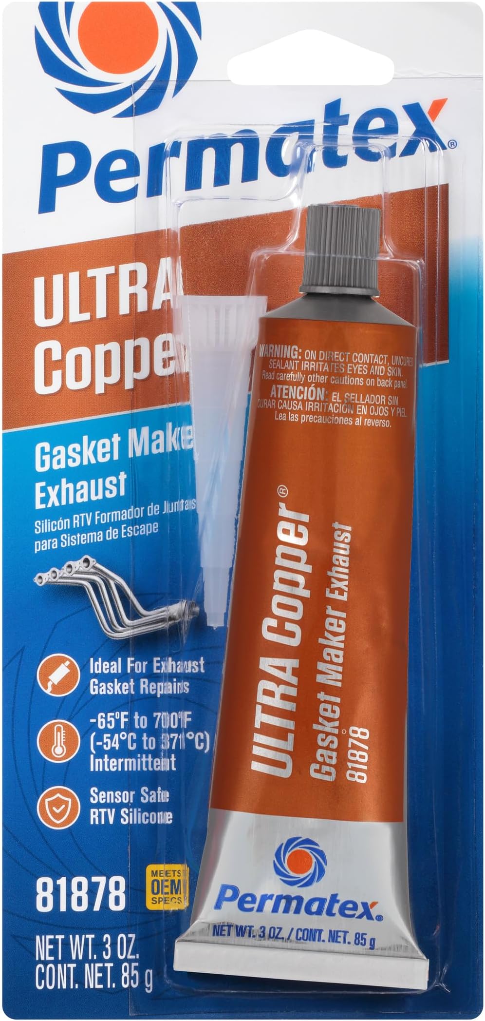 81878-12PK Ultra Copper Maximum Temperature RTV Silicone Gasket Maker, 3 oz. (Pack of 12)