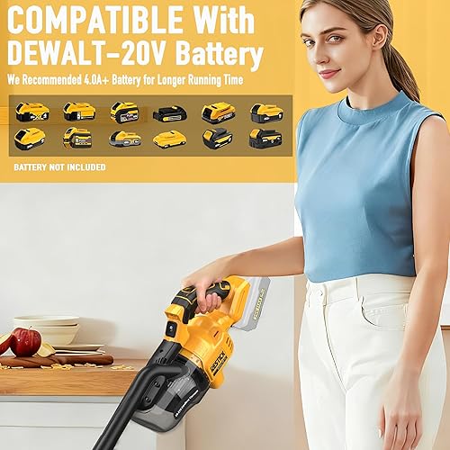 Miniatura 3 de Aspiradora inalámbrica compatible con batería Dewalt de 20 V (sin batería), succión fuerte de 35 kPa de 65 CFM, kit de aspiradora de mano sin