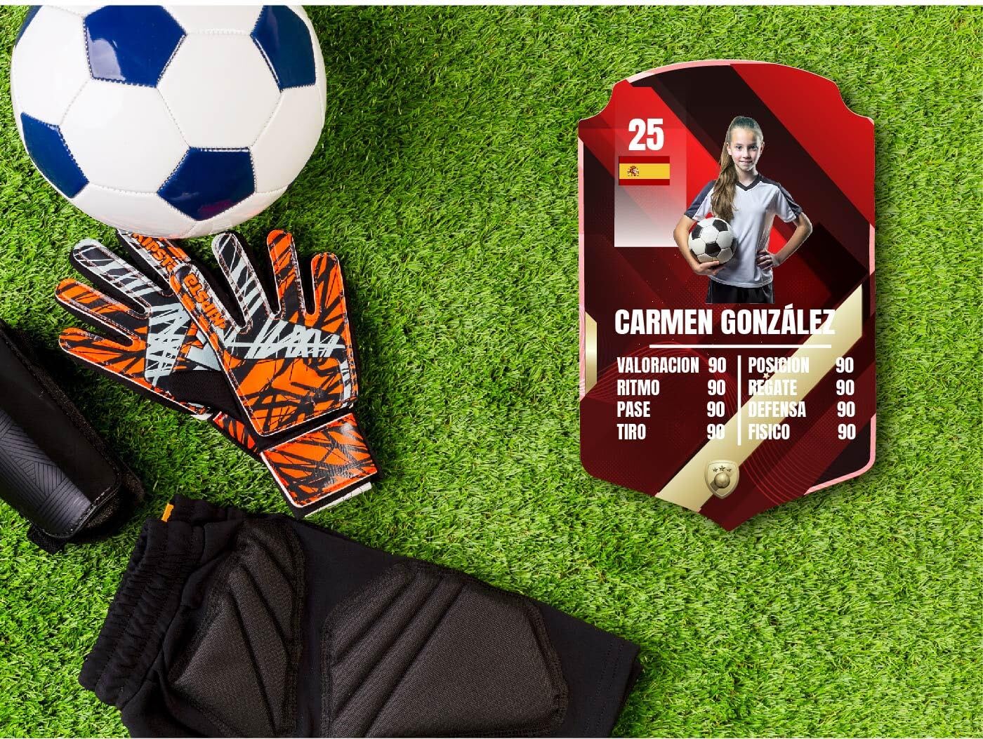 Carta de Futbol Personalizada para niños y Adultos.CREA tu Propia Carta de fútbol Personalizada y única. (Rojo)
