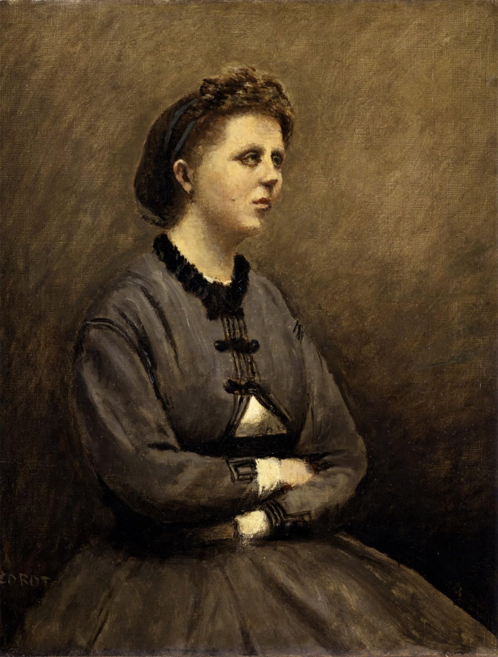 POSTERIIk Vintage Art Print Images Pictures Print Mme de Larochenoire by Jean Baptiste Camille Corot Modern Colour Posters for Office Home Decor 60x90cm