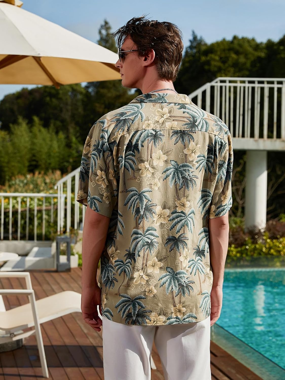 Men's Silk Shirts Short Sleeve Button Down Casual Tropical Holiday Hawaiian Shirts - Image 2