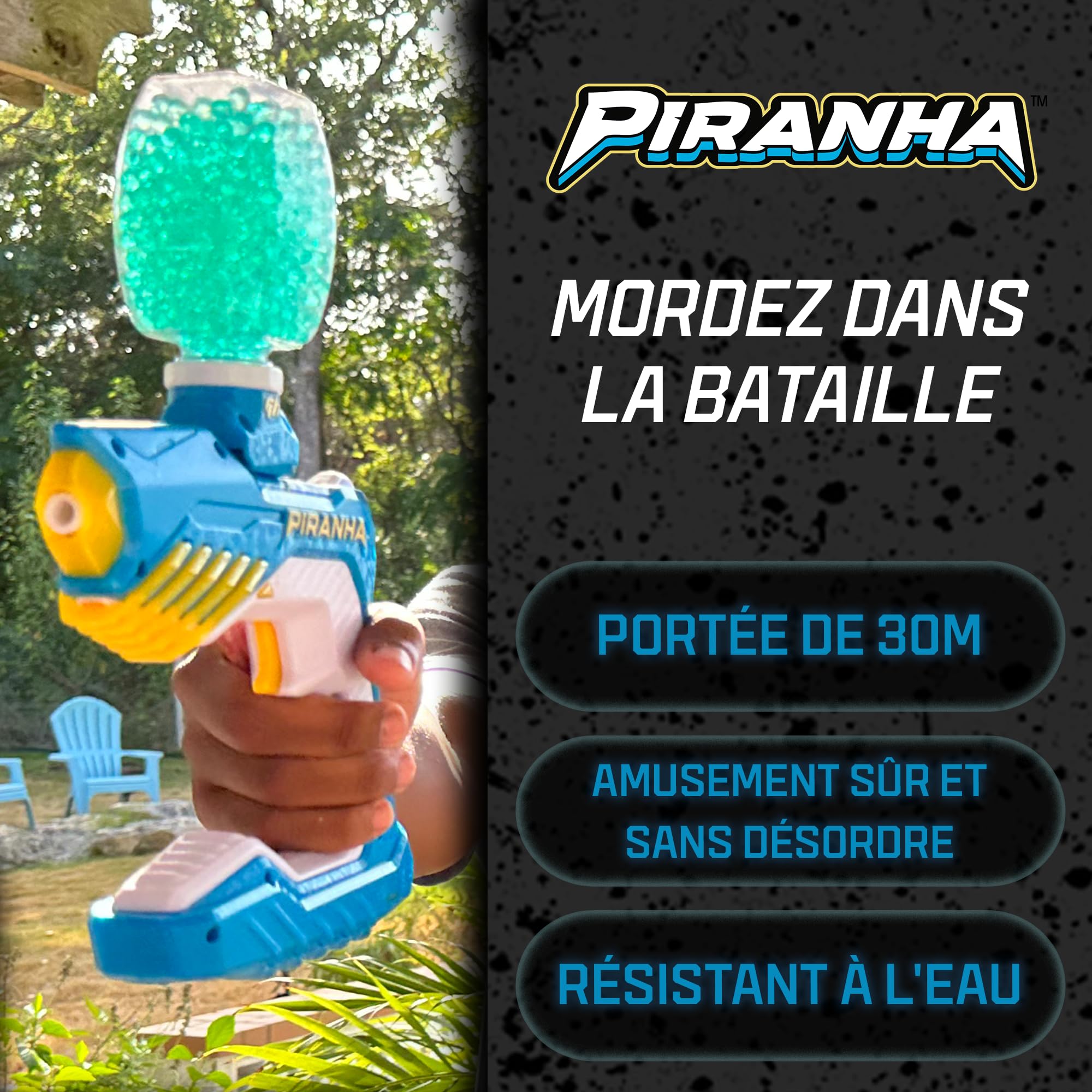 Gel Blaster Piranha - Jouet Résistant à l'eau, Le Gel Blaster Original avec des Perles à Base d'eau - Portée étendue de Plus de 100 Pieds | Gadget Insolite Utile | pour Les 14 Ans et Plus.
