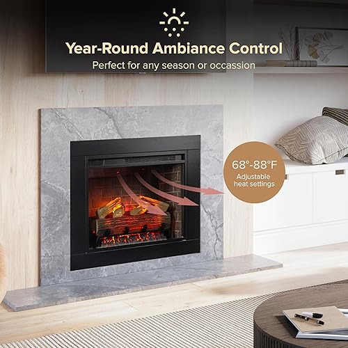 Miniatura 9 de Modern Ember Uptown - Kit de decoración de chimenea eléctrica de 28 pulgadas, borde de 3 pulgadas, chimenea eléctrica se vende por separado