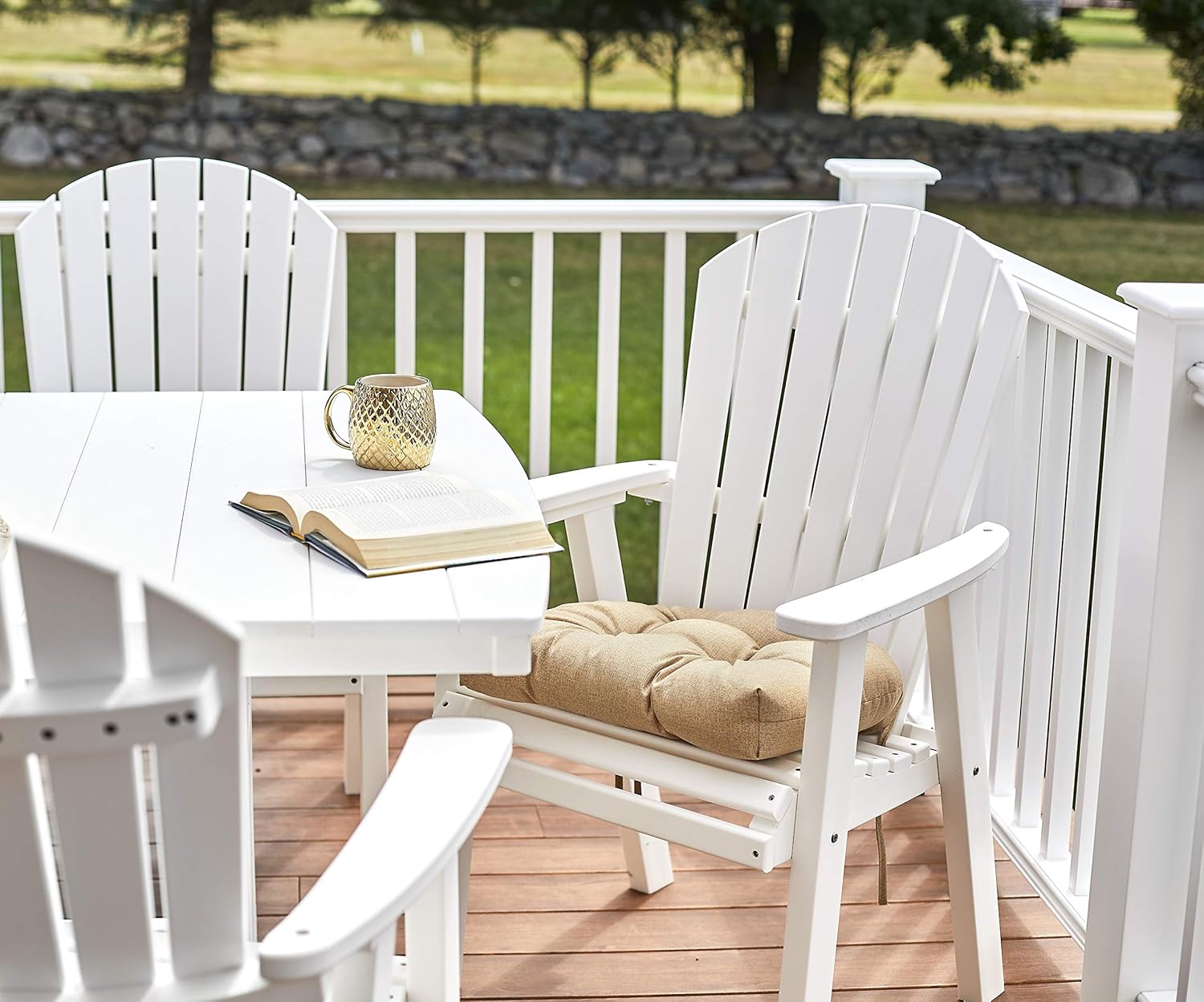 Husk Birch Polyester Cushioned Outdoor Rocking Chair Set