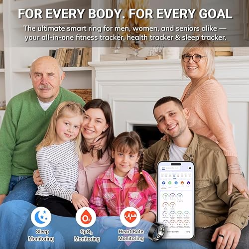 Miniatura 6 de Mworld Anillo inteligente para el estrés y el seguimiento emocional, rastreador de salud y fitness con monitor de frecuencia cardíaca, análisis del