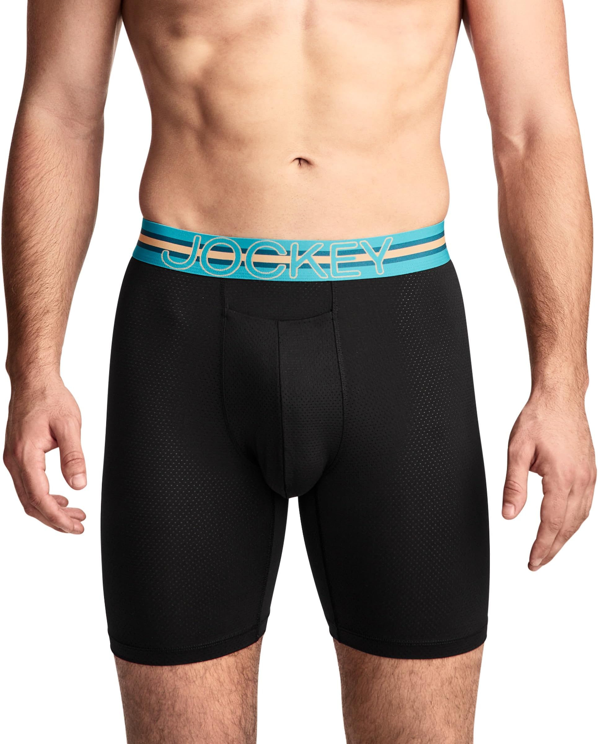 Jockey Sport Men's Underwear Stability Pouch Microfiber 9" Long Leg Boxer Brief