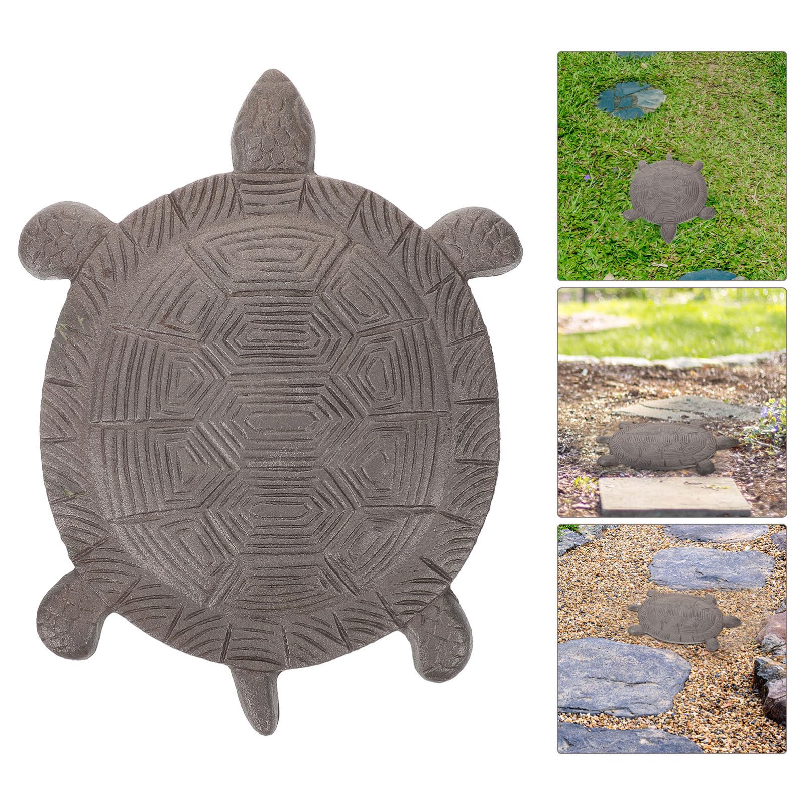 Decorativa Piedra de Paso Tortuga de Hierro Café para Jardín