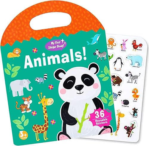 Libro de calcomanías portátil de gelatina silenciosa, libros de calcomanías reutilizables de animales para niños, libro de actividades de