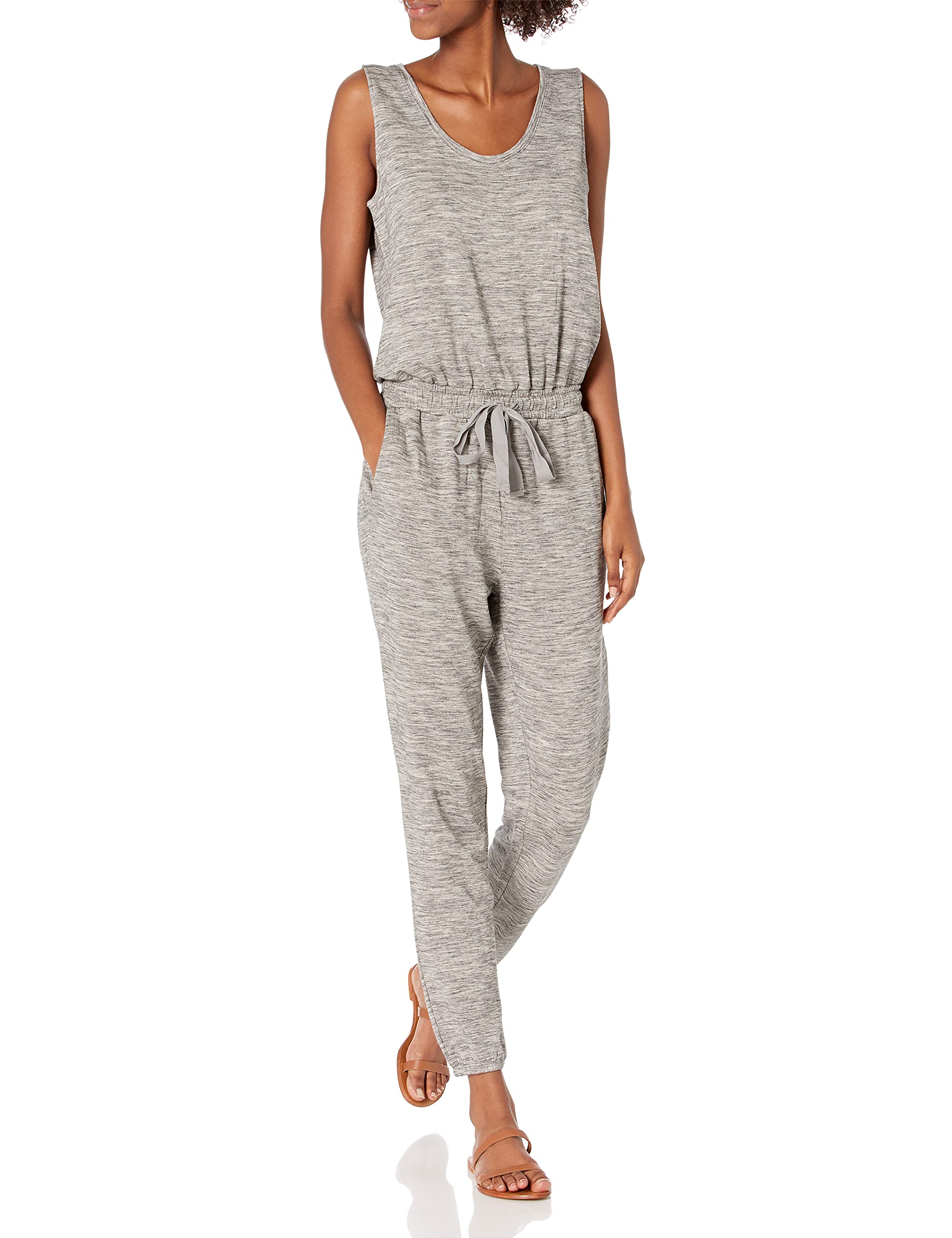 Daily RitualWomen's Supersoft Terry Sleeveless Scoopneck Jumpsuit, Grey Heather, Space Dye, Large