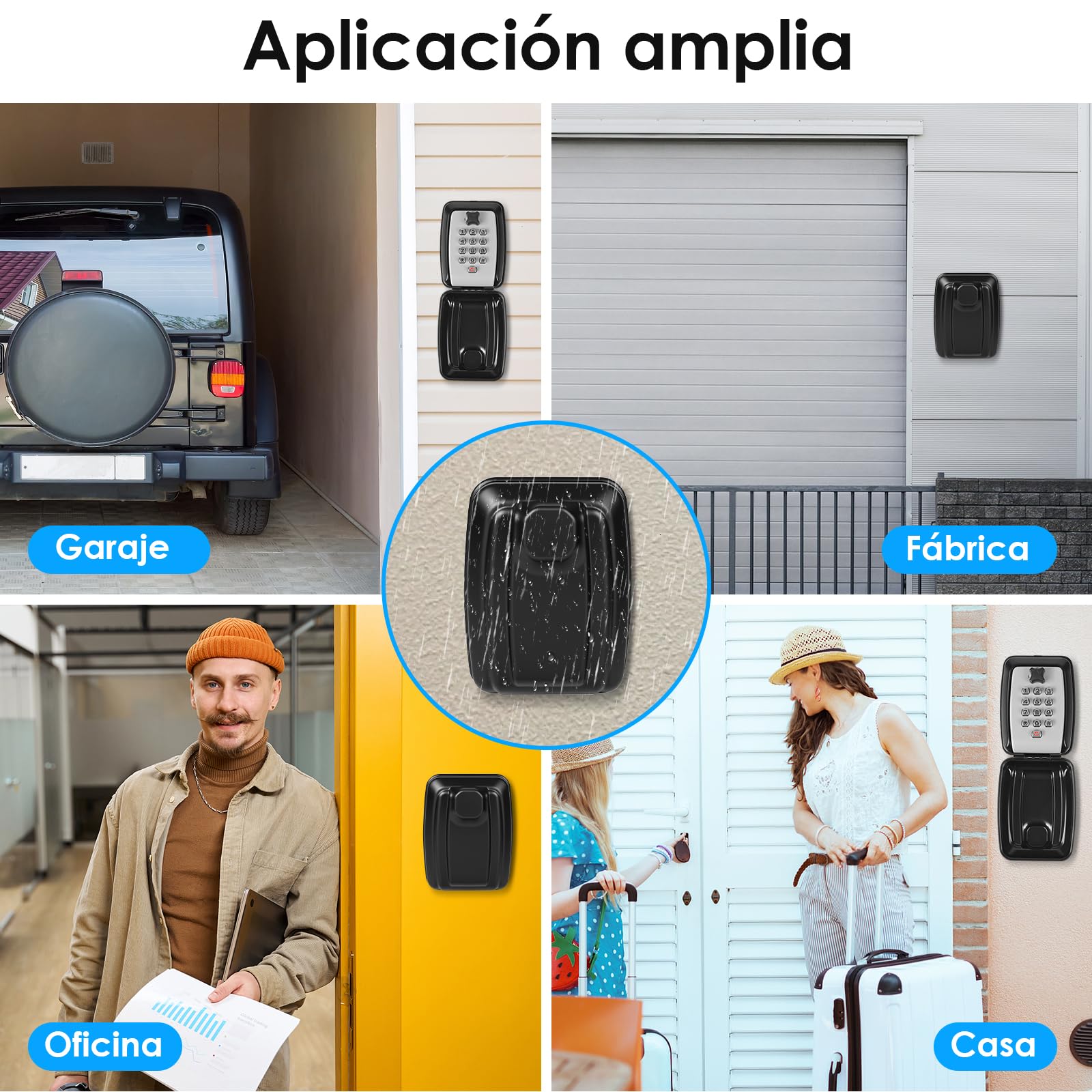 Cajetin para Llaves con Código 12 Dígitos, Caja Fuerte Exterior Grande para Pared, Ultra Resistente e Impermeable, Seguro para Llaves de Hogar, Oficina, Garaje o Escuela