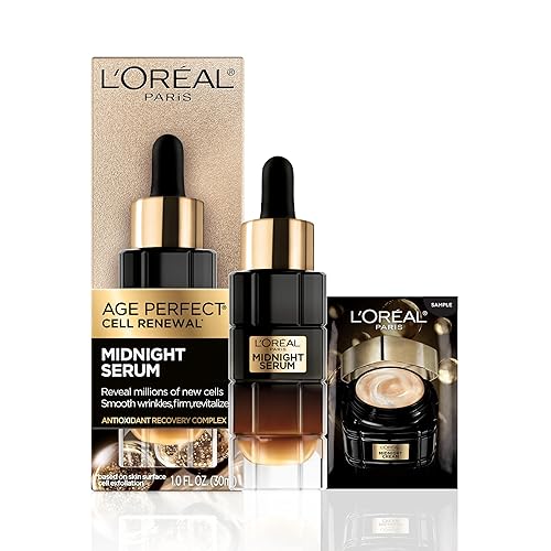 L'Oreal Paris Age Perfect - Suero facial antienvejecimiento de medianoche, reduce las arrugas, 1 onza + muestra de crema para ojos