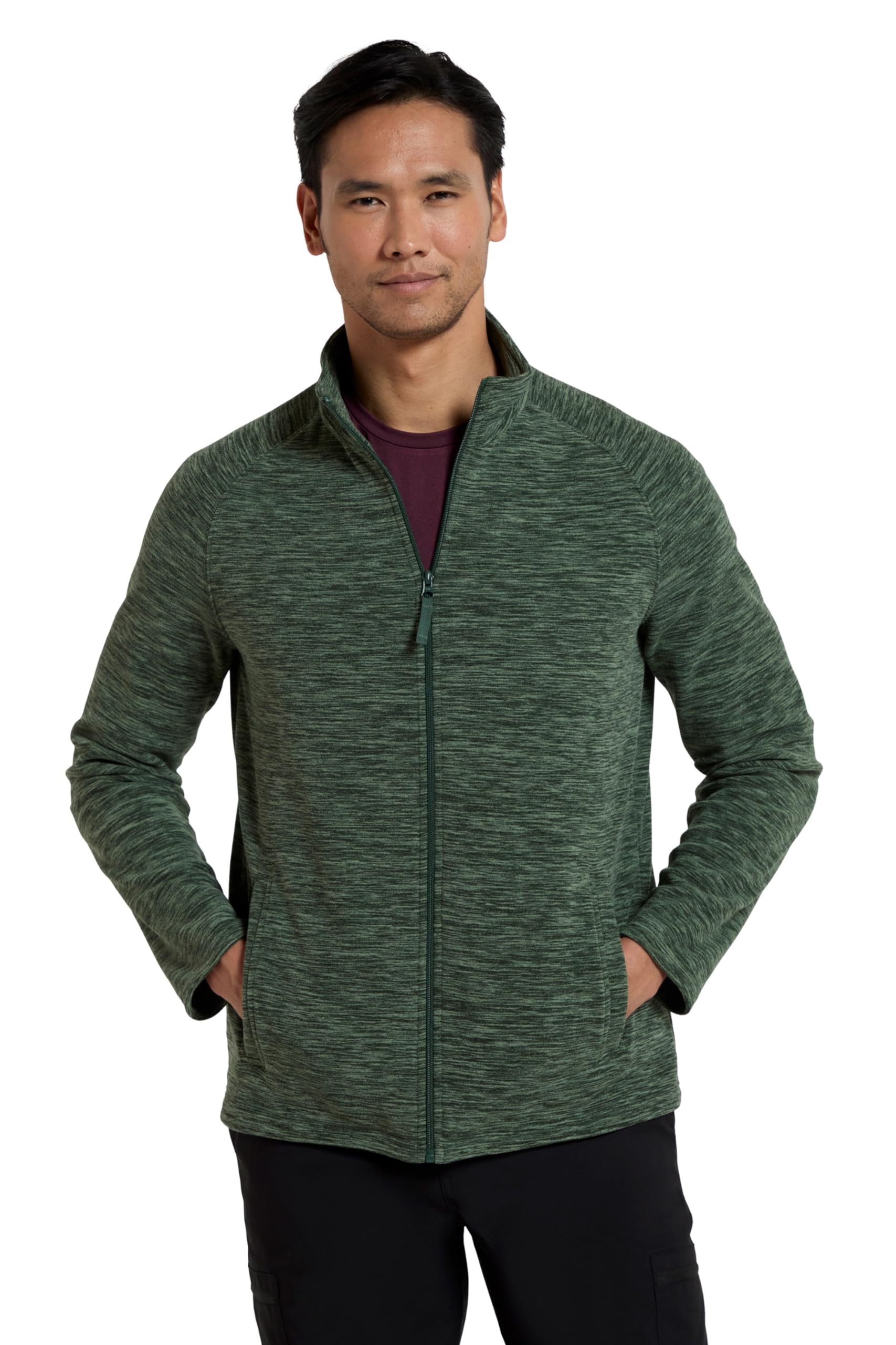 Mountain Warehouse Snowdon Mens Full Zip Fleece - Midlayer Pullover, Breathable Jacket, Soft Outerwear, Smooth Fleece Top - For Spring Summer, Travelling Dark Green XXS