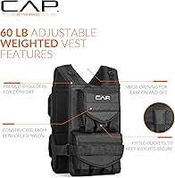 Vista 3 de CAP Barbell Adjustable Weighted Vest 20-150 lbs Heavy-Duty Workout Vest with Removable Iron Weights for Strength Training, Cardio, Running, and