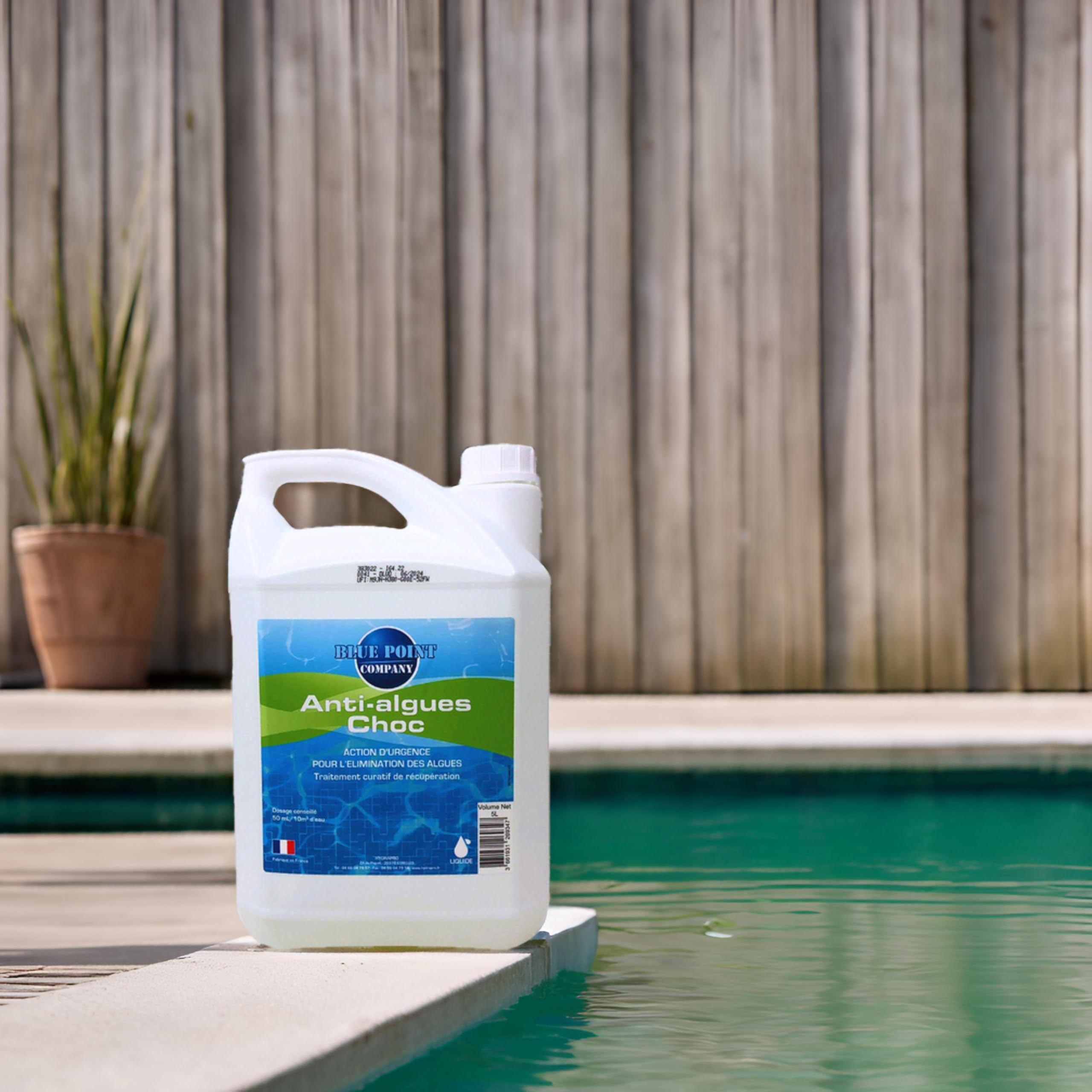 Algicide Anti-Algues Choc Piscine, rattrapage Eau Verte │Anti Eau Verte/Trouble, Traitement Anti-algues │Produit Double Action, Action d’Urgence Contre Les algues (5L)