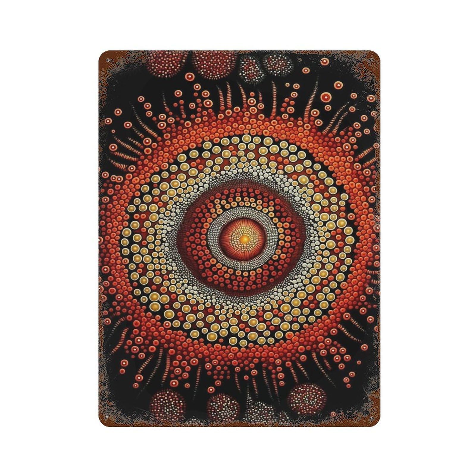 Australian Style Dot Paint Rust Effect Tin Sign 15.7"x11.8", Ideal for Cafe, Home Bar And Lounge Decor