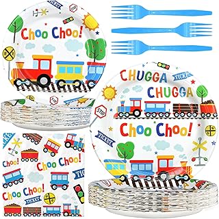 Train Party Decorations - Train Party Plates and Napkins for Kids, Serves 40 Guests